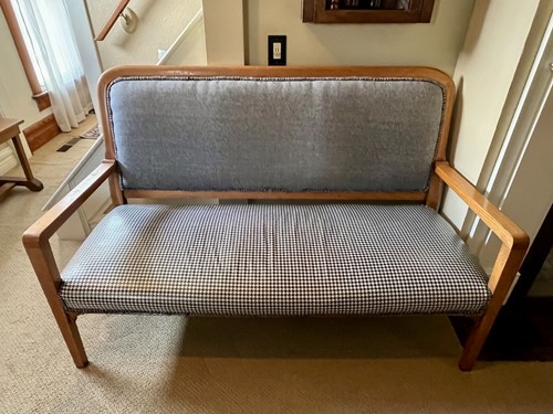 Vintage upholstered oak framed - vintage,